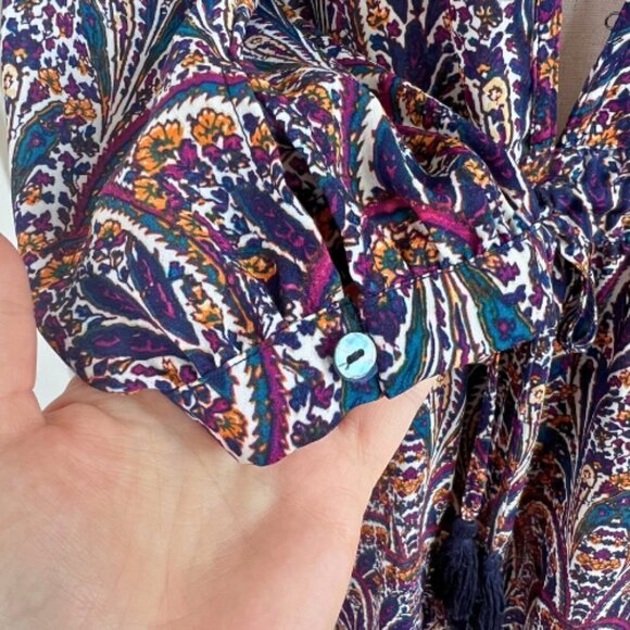 OLIVACEOUS Paisley Tassel Drawstring Dress with Ruffle Hem Size M - Picture 10 of 14